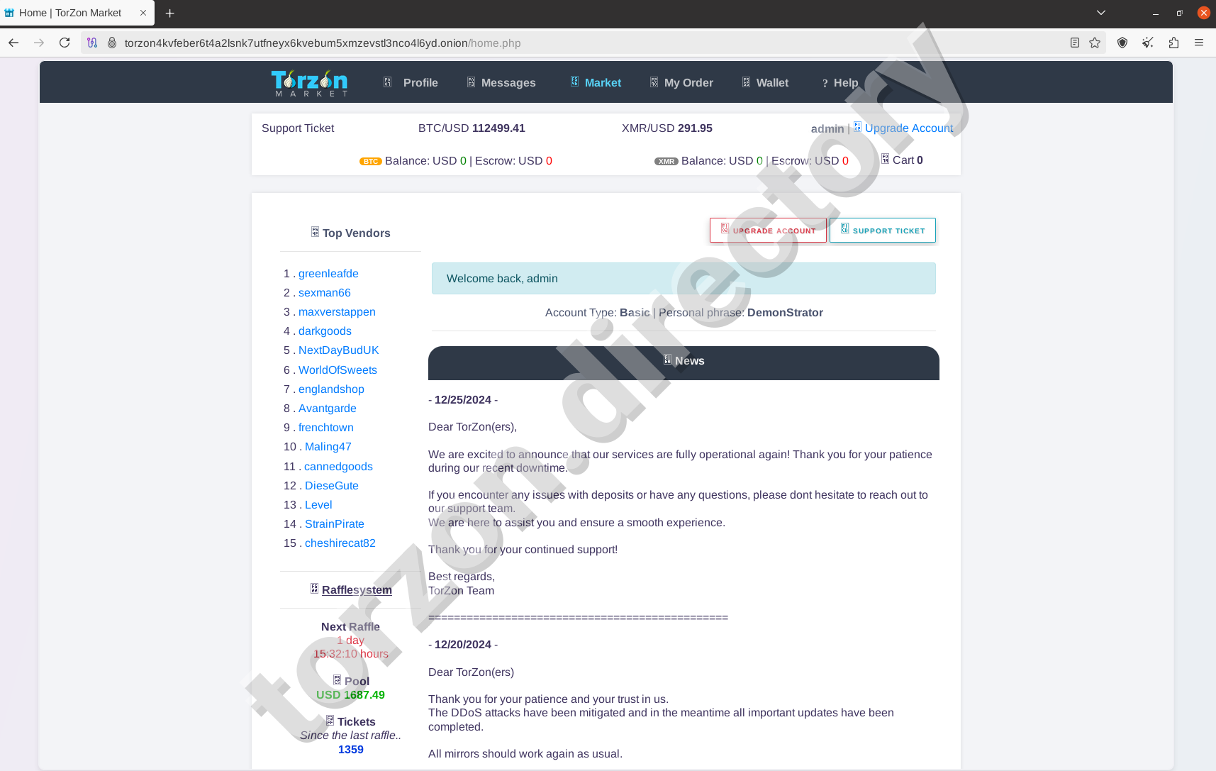 Torzon Darknet Dashboard